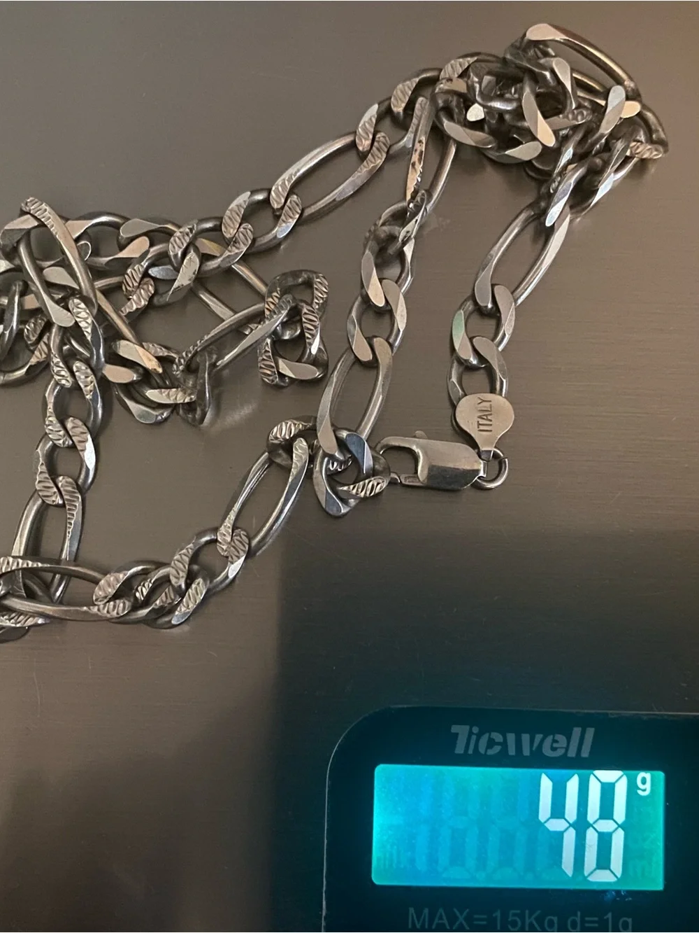 Italian Sterling Silver Diamond-cut Figaro Chain